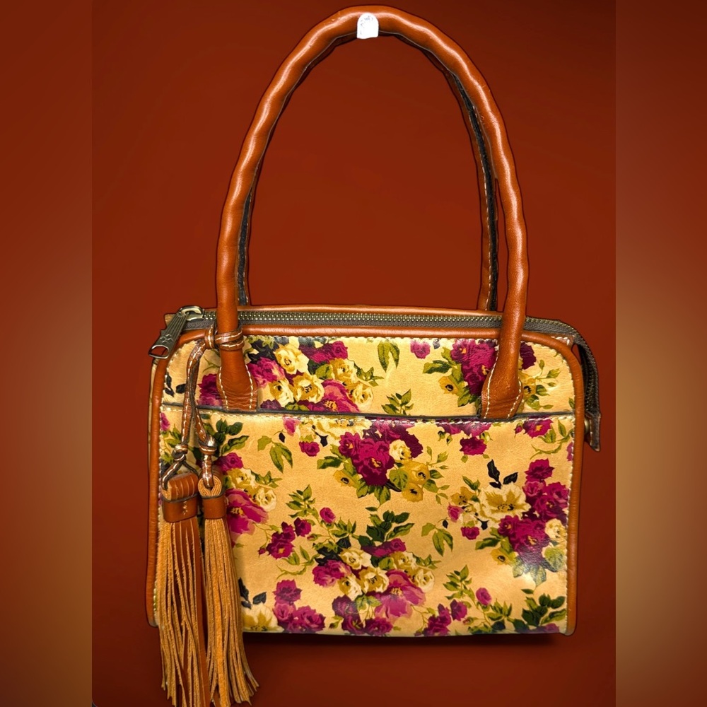 Patricia Nash Leather Floral Paris Satchel Handbag